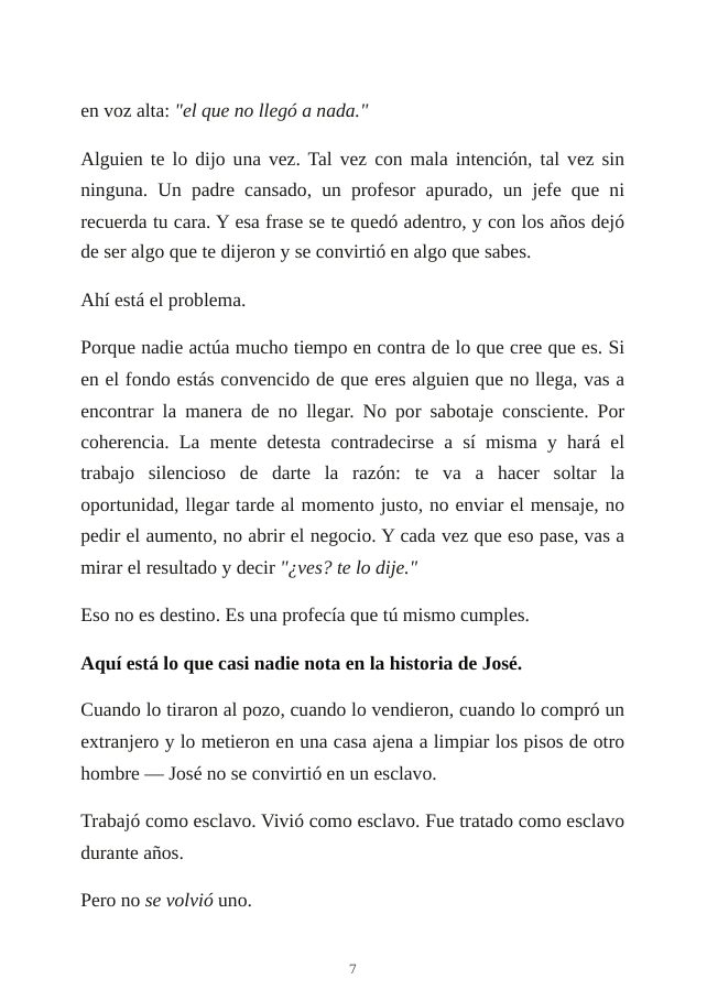 Página real del libro El Principio de José